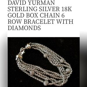 David Yurman Sterling Silver 18k gold 6 Strand Bracelet with Diamonds